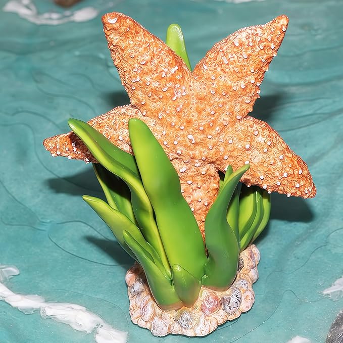 Gemini&Genius Starfish with Seaweed Ocean Toys for Kids 3-5 Years Old, Realistic Sea Animal Action Figures, Starfish Figurine for Toddlers, 2Pcs Gift for Educational, Display, Play, Collection Toys