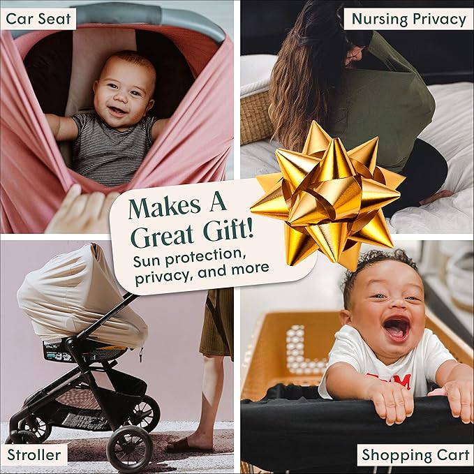 Simka Rose Car Seat Cover for Babies – Multipurpose, Breathable Nursing Cover and Baby Car Seat Canopy - 360 Coverage - Breastfeeding Privacy, Shopping Cart and High Chair Cover - Newborn Essential