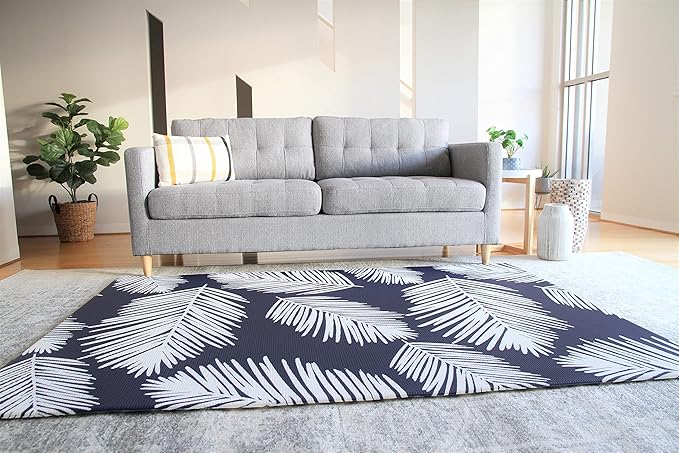 Cushmat Reversible Kids Play mat | Large | Soft, Thick, Waterproof, Easy-to-Clean, Non-Toxic, Durable, Non-Slip Play mat for Infants, Babies, Toddler, Kids & Grown-up (Palm Ocean - Black Diamonds)