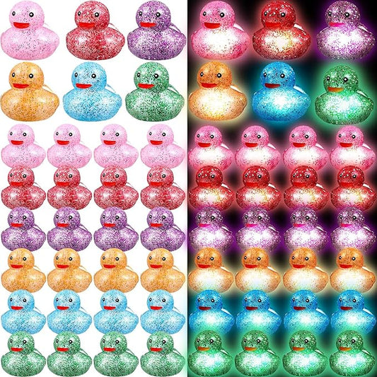 Deekin 48 Pcs LED Light up Rubber Duck 2'' Mix Color Cute Small Ducks for Birthday Decor Creative Gift Prizes (Fresh)