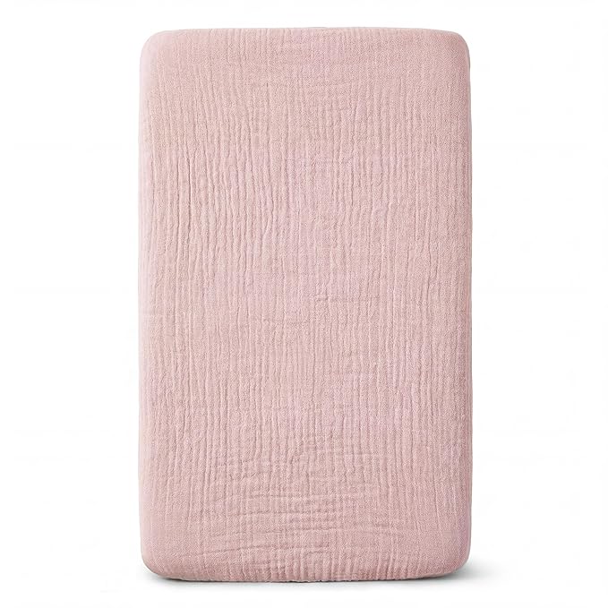 Muslin Bassinet Sheet Compatible with Maxi-COSI Iora & Iora Air Bedside Sleeper - 100% Cotton Rectangular Mattress Pad Cover (33"x20"), Breathable & Soft, Boho (1 Pack Pink)