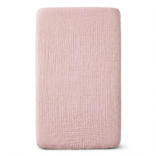 Muslin Bassinet Sheet Compatible with Maxi-COSI Iora & Iora Air Bedside Sleeper - 100% Cotton Rectangular Mattress Pad Cover (33"x20"), Breathable & Soft, Boho (1 Pack Pink)