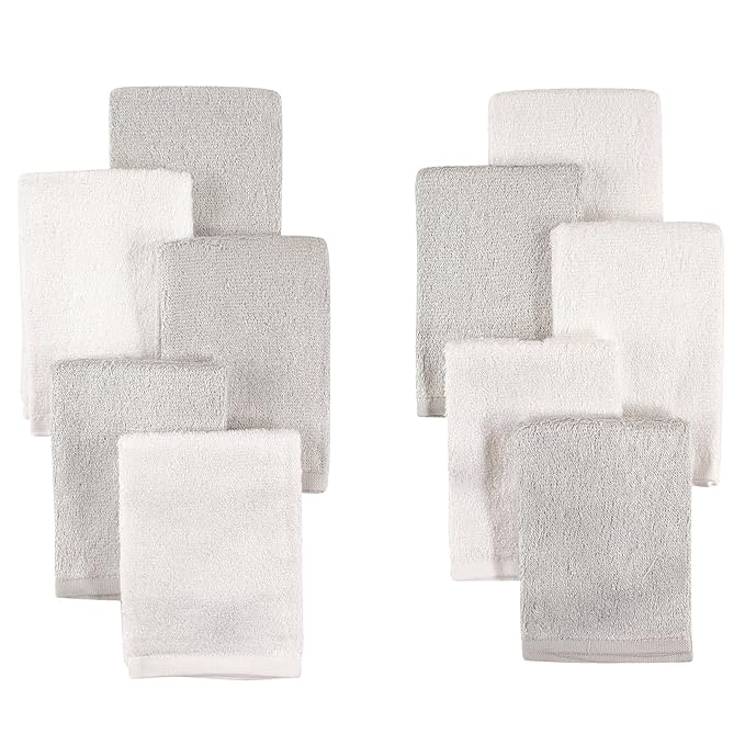 Little Treasure Unisex Baby Rayon from Bamboo Luxurious Washcloths, Gray White, One Size