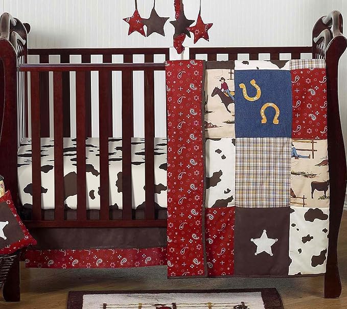 Sweet Jojo Designs Wild West Cow Boy Baby Playmat Tummy Time Infant Play Mat - Brown and Cream Western Southern Country Animal