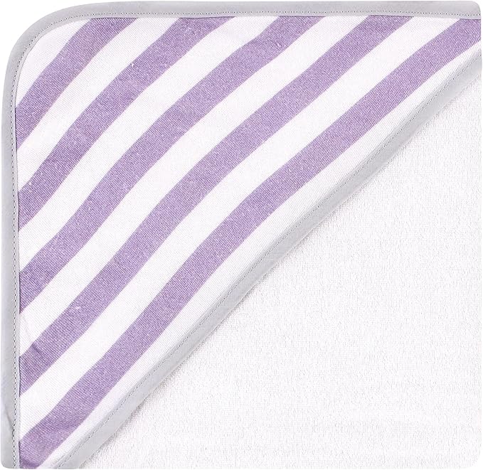 Hudson Baby Unisex Baby Cotton Rich Hooded Towels, Purple Dots Pretty Elephant, One Size
