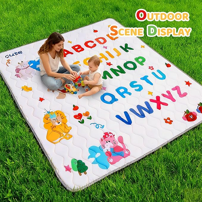 RONGFA Baby Play Mat for Floor, 71'' x 59'' Thicken Foam Soft Padded Mat for Baby, Playpen Mat for Toddlers Infant Kids, Machine Washable, Non-Slip Bottom Safe for Crawling (Circus)