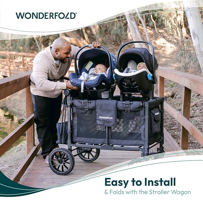 WONDERFOLD Infant Car Seat Adapter for Britax Car Seat - Full 360-Degree Rotation, Easy to Install & Folds with Wagon Stroller (W4 Series, Not Compatible with L & Pro)