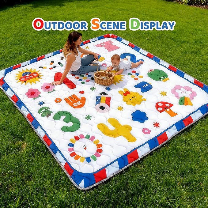 RONGFA Baby Play Mat for Floor, 71'' x 59'' Thicken Foam Soft Padded Mat for Baby, Playpen Mat for Toddlers Infant Kids, Machine Washable, Non-Slip Bottom Safe for Crawling (Number)