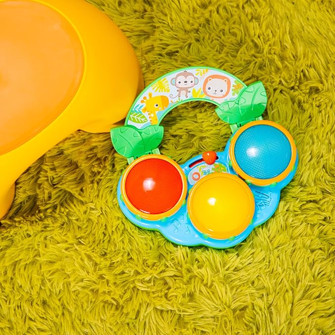 Bright Starts Safari Beats Musical Drum Toy with Lights, Ages 3 Months +, Multi