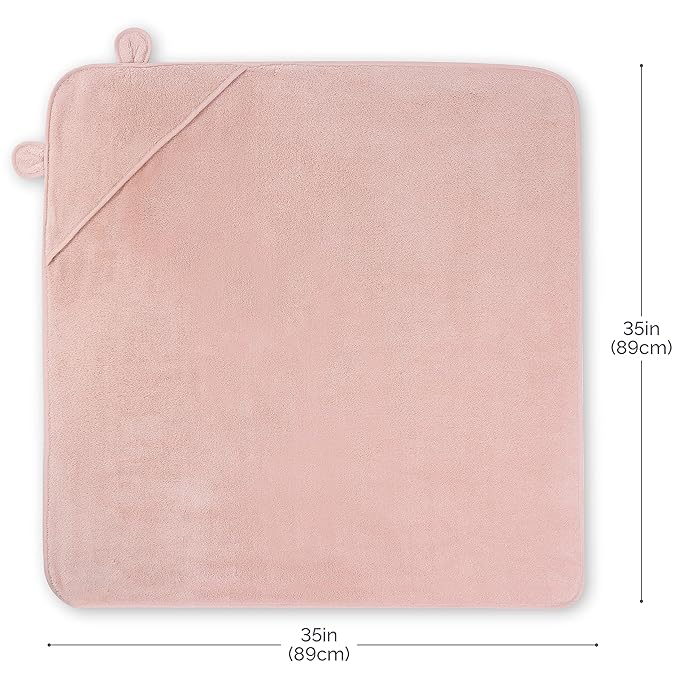Natemia Hooded Baby Bath Towel - 100% Organic Cotton Baby Towels for Newborns, Toddlers, Boys, Girls - Soft Absorbent 450 GSM - Gentle on Sensitive Skin - Baby Shower Registry Gift (35" x 35")