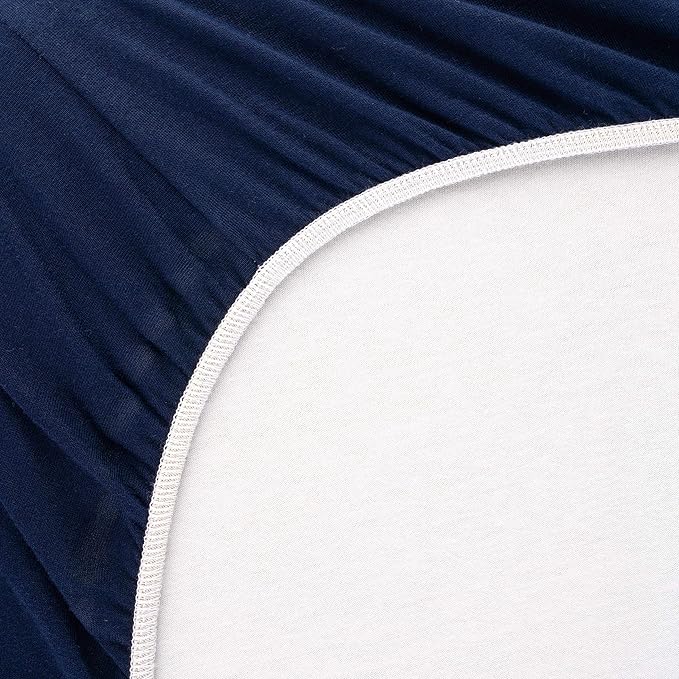 SheetWorld Fitted 100% Cotton Jersey Square Play Yard Sheet Fits Joovy 38 x 38, Solid Navy, Made in USA