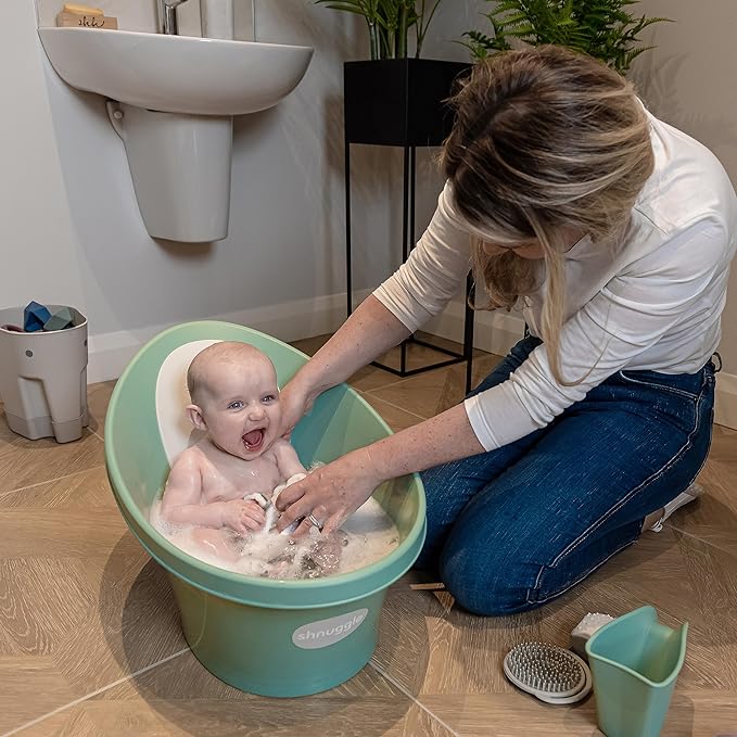 Shnuggle Bath Rinse Jug | Soft Rim Baby & Toddler Shampoo Rinser | Bath Hair Rinsing Cup | Hair Wash Jug with Handle | Essential Bath Accessories | Eucalyptus