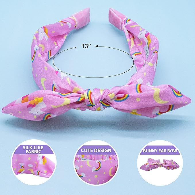 FROG SAC Unicorn Headband for Girls, Bow Knot Headbands for Kids, Cute Rainbow Knotted Hair Bands for Children, Little Girl Toddler Hair Accessories (Unicorn)
