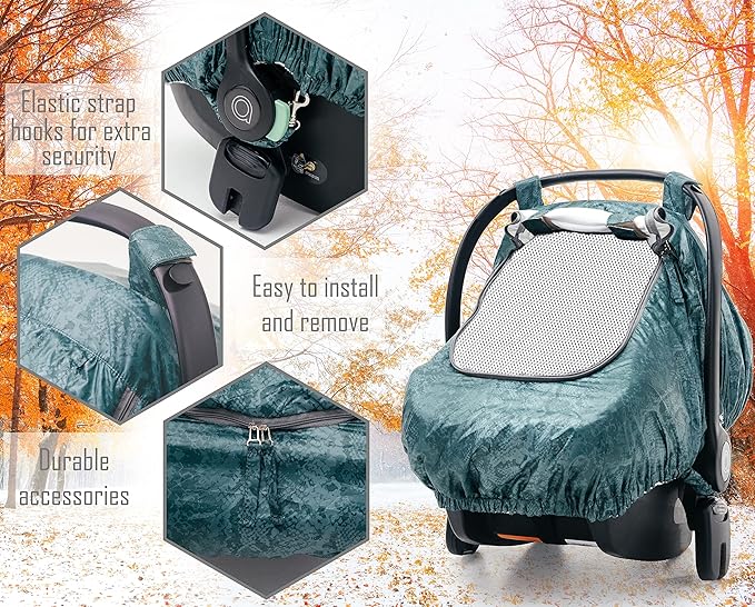 Universal Fit Car Seat Covers for Babies by SA ACCESSORIES – Waterproof Infant and Baby Car Seat Cover - Carseat Canopy for Boys and Girls – Green Snake