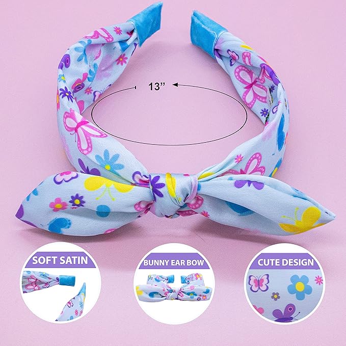 FROG SAC Rabbit Ear Headband for Girls, Knotted Toddler Bow Headbands for Kids, Cute Child Butterfly Knot Hair Bands for Toddlers, Hard Flower Head Band for Children, Daisy Girl Hair Accessories