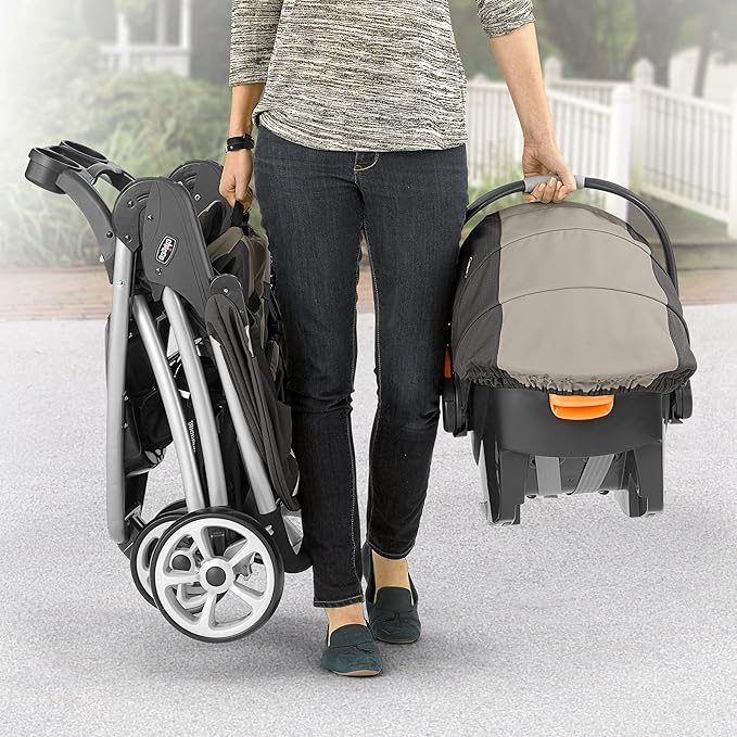 Chicco Viaro Travel System, Viaro Quick-Fold Stroller with KeyFit 30 Infant Car Seat and Base, Black/Black