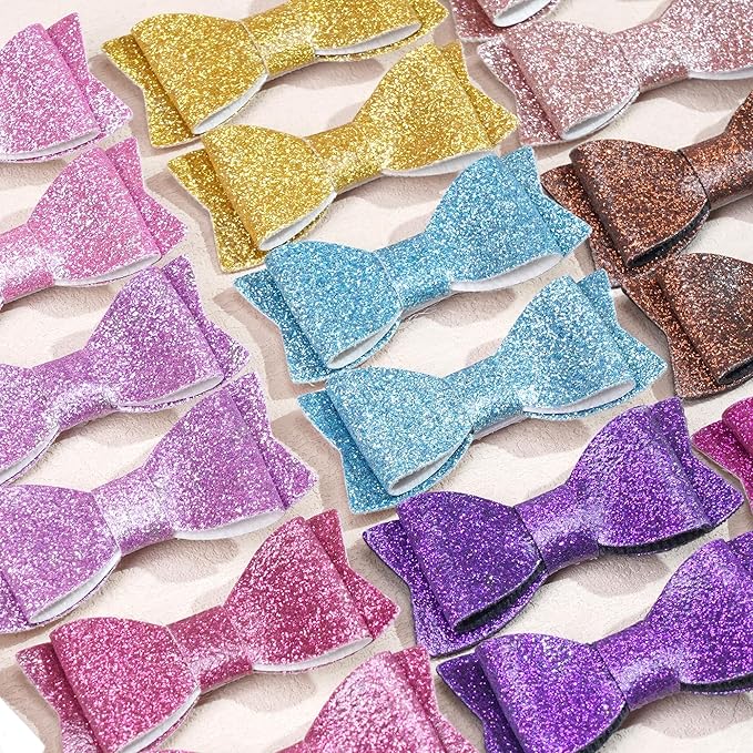 30PCS 2.75'' Baby Girls Pigtail Bows Sparkly Sequin Glitter Hair Bows With Alligator Clips Hair Barrettes Accessory for Girls Toddlers Kids Teens