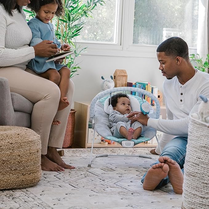 Ingenuity Ity Bouncity Bounce Vibrating Deluxe Baby Bouncer Seat, 0-6 Months Up to 20 lbs (Goji)
