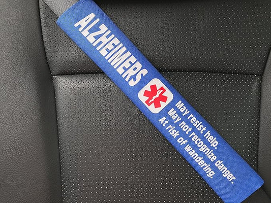 Alzheimers Medical Alert Seat Belt Cover (Royal Blue)