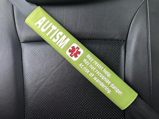 Autism Medical Alert Seat Belt Cover (Bright Green)