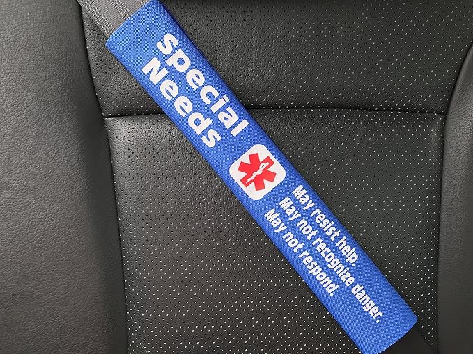 Special Needs Medical Alert Seat Belt Cover (Black)