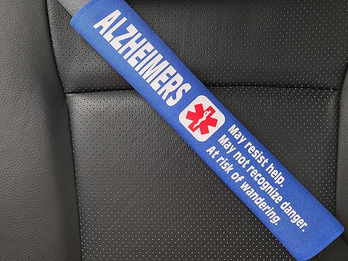 Alzheimers Medical Alert Seat Belt Cover (Black)