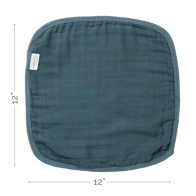 Natemia Muslin Baby Washcloths for Newborn - Premium Wash Cloths for Babies, Super Absorbent and Ultra Soft Rayon Made from Bamboo, 6 Layer Baby Girl and Baby Boy Washcloths, 5 Piece Set