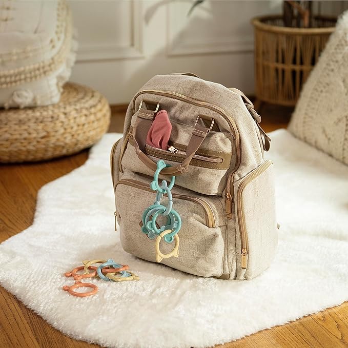 Ingenuity Sheppy's Squad Toy Links for Newborn and Up, 12 Links, Plant-Based and BPA-Free Materials, Multi-Texture