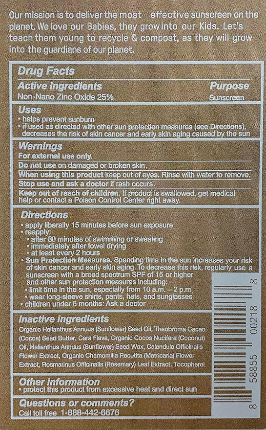 Raw Elements Baby + Kids SPF 30 Organic Sunscreen Zero-Waste Bundle with Lotion Tin 3oz, Lotion Stick 1oz and Hemp Drawstring Bag