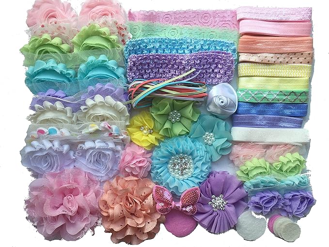 Baby Shower Headband Station - DIY Pastel Rainbow Headband Kit for Over 30 Headbands