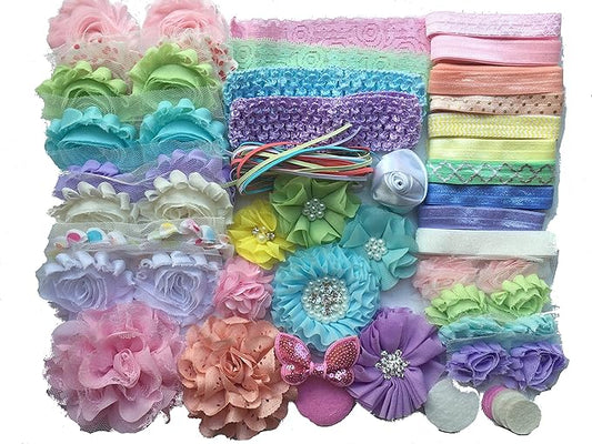 Baby Shower Headband Station - DIY Pastel Rainbow Headband Kit for Over 30 Headbands